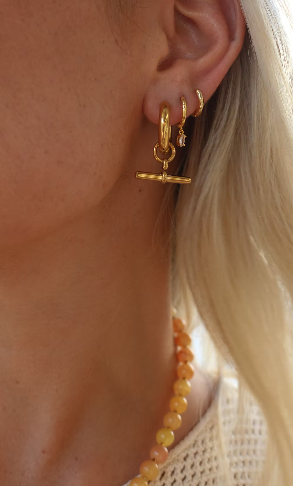 T Bar Hoop Earrings