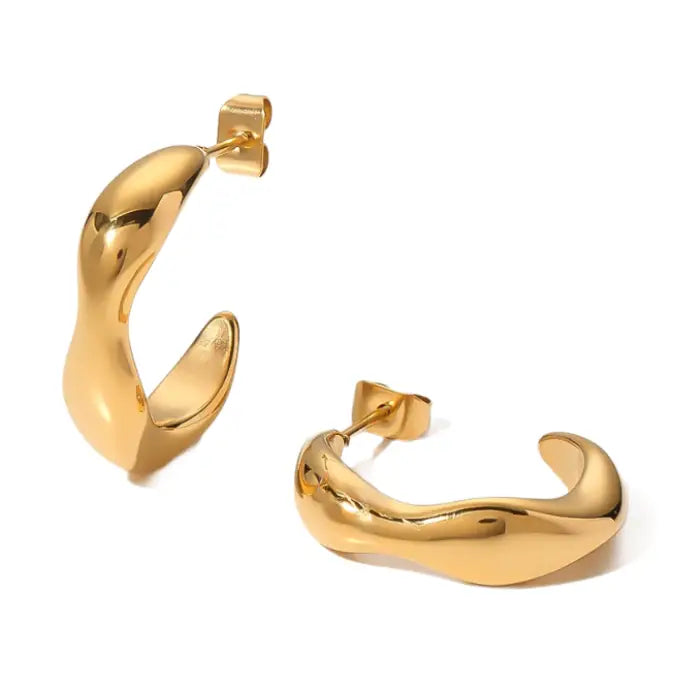 Wavy Gold Hoop Earrings