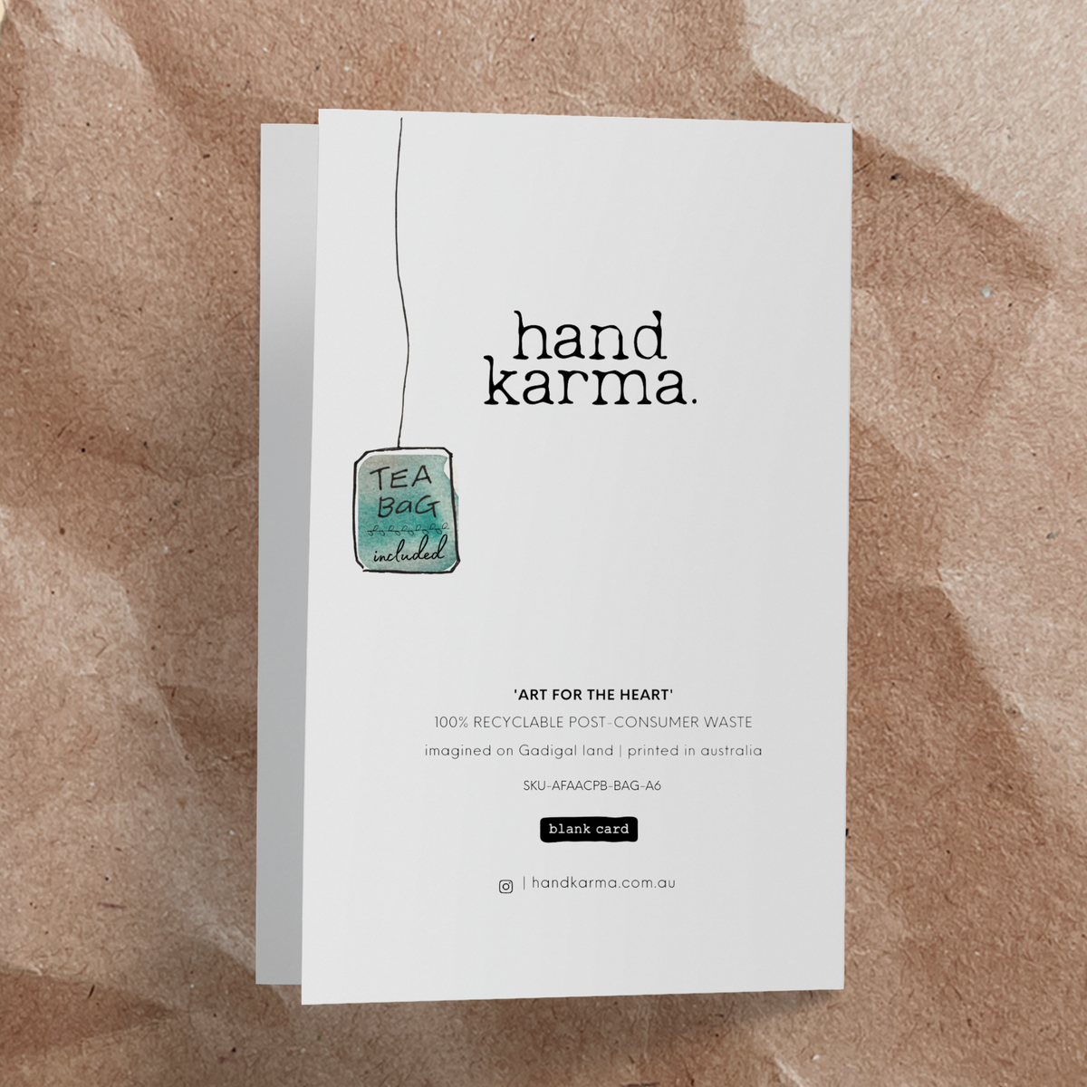 Always here for a cuppa and a chat Tea Bag Card - Handkarma