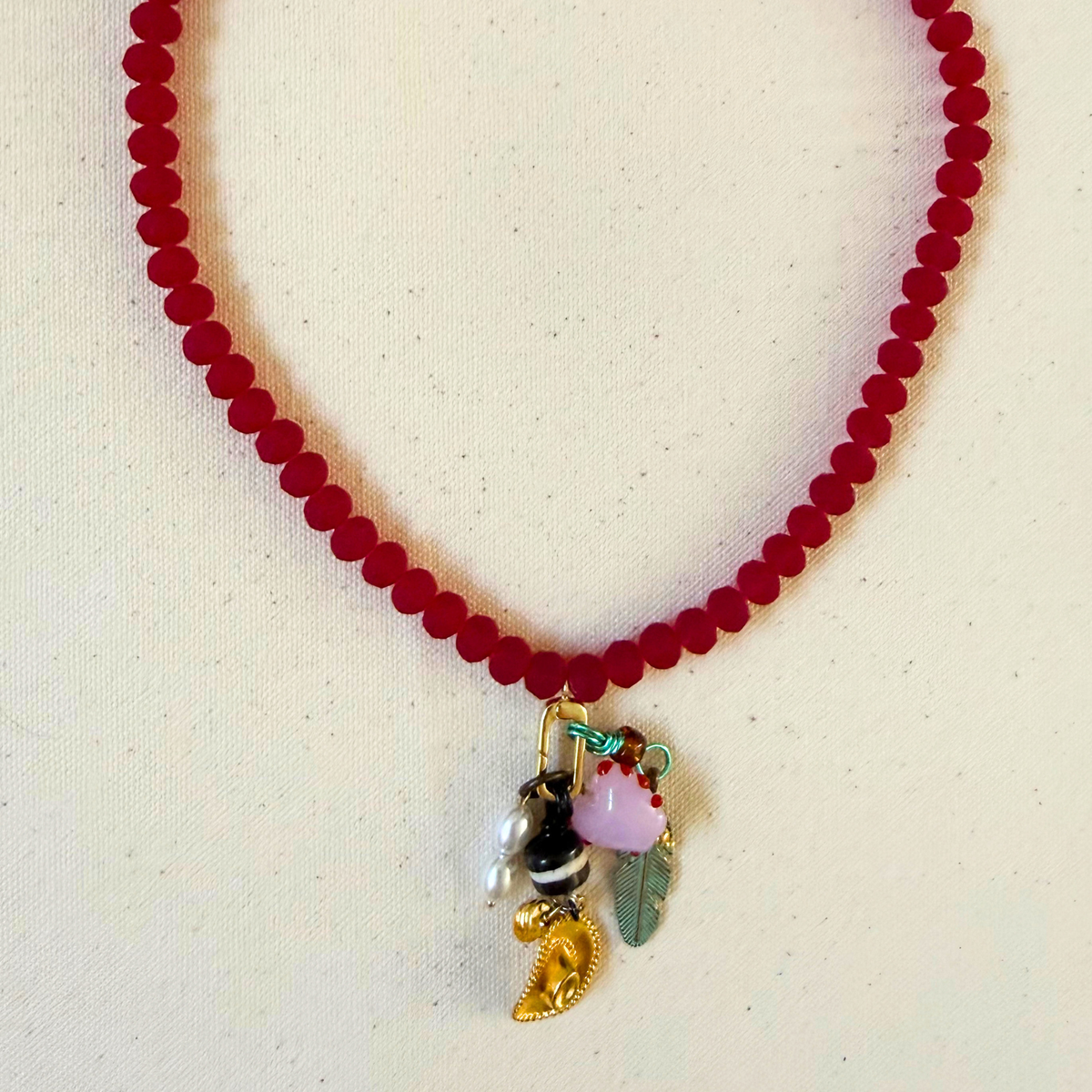 Picnic Charm Necklace - Red