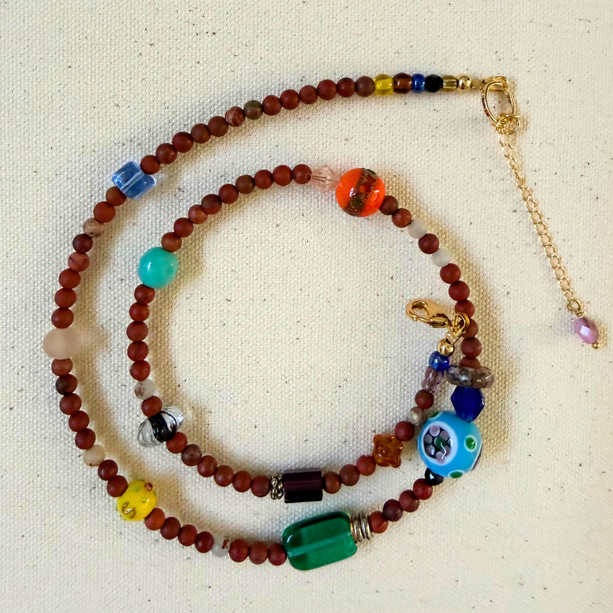 Beaded Necklace - Sunday Nights - Red Jasper