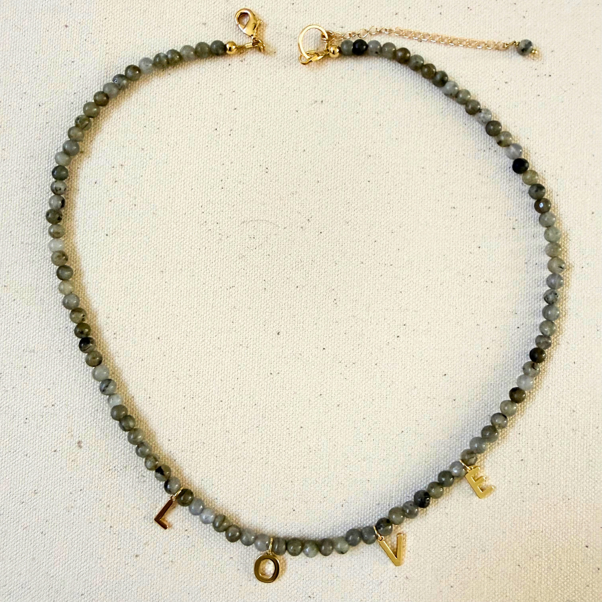 Beaded Love Necklace - Grey