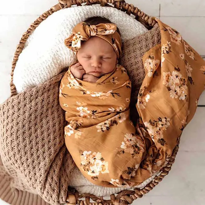 Baby Muslin Wrap Swaddle - Golden Flower