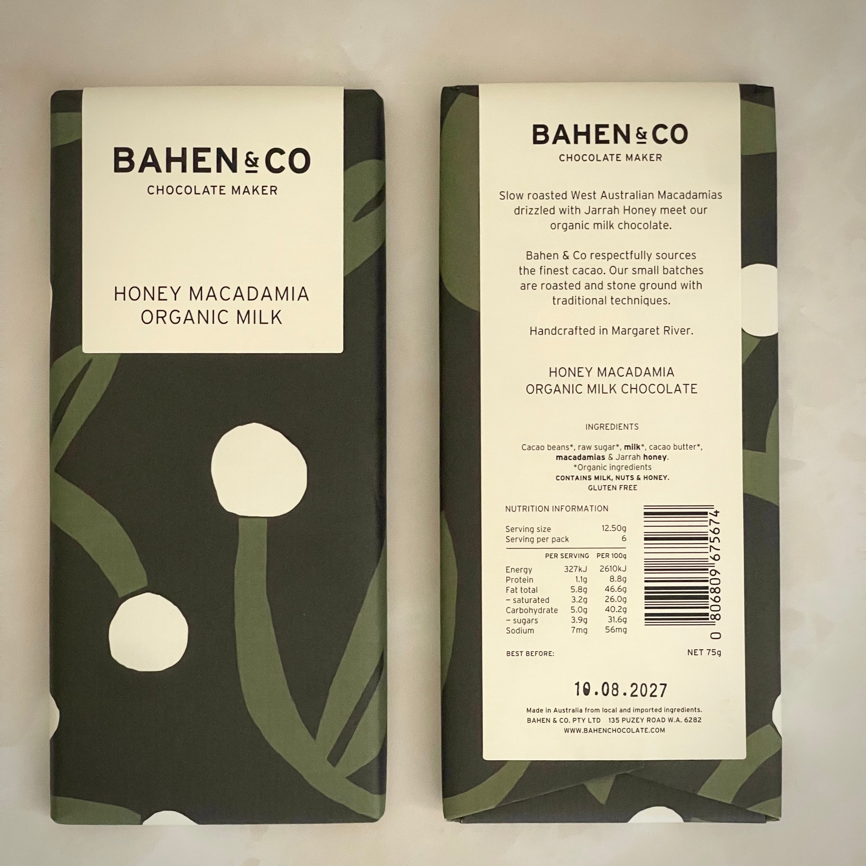Honey macadamia Milk Chocolate Bar - Bahen & Co