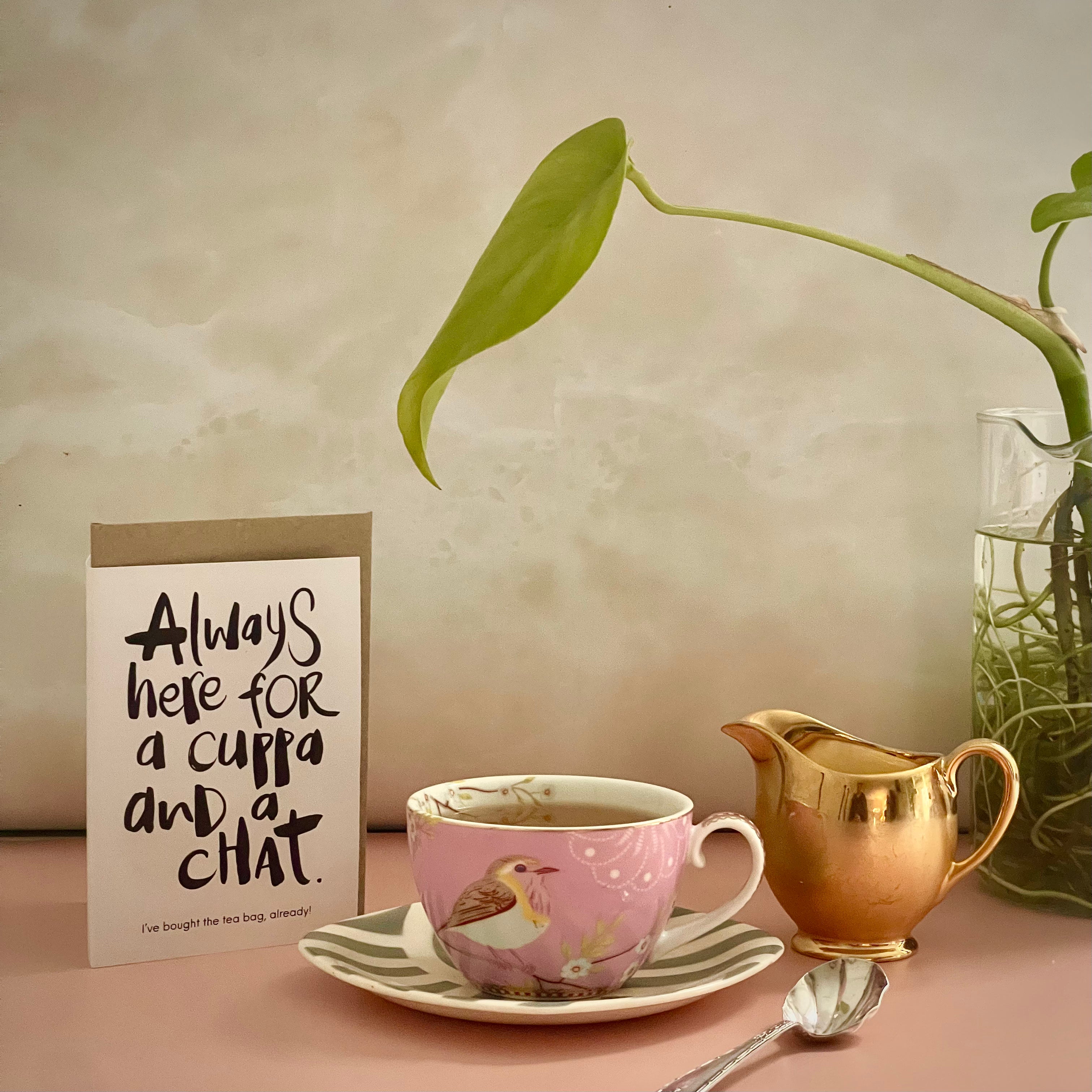 Always here for a cuppa and a chat Tea Bag Card - Handkarma