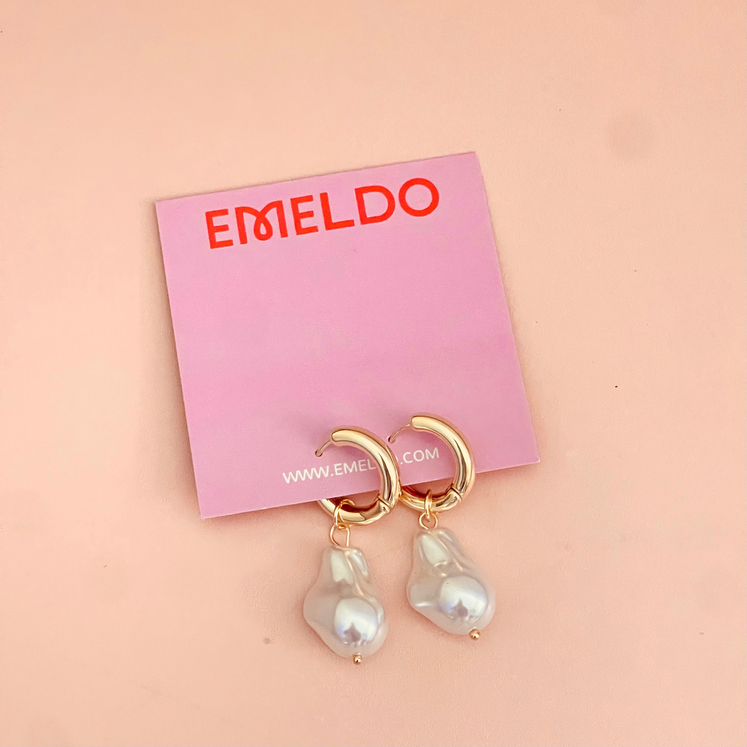 Pearl Gold Hoop Earrings
