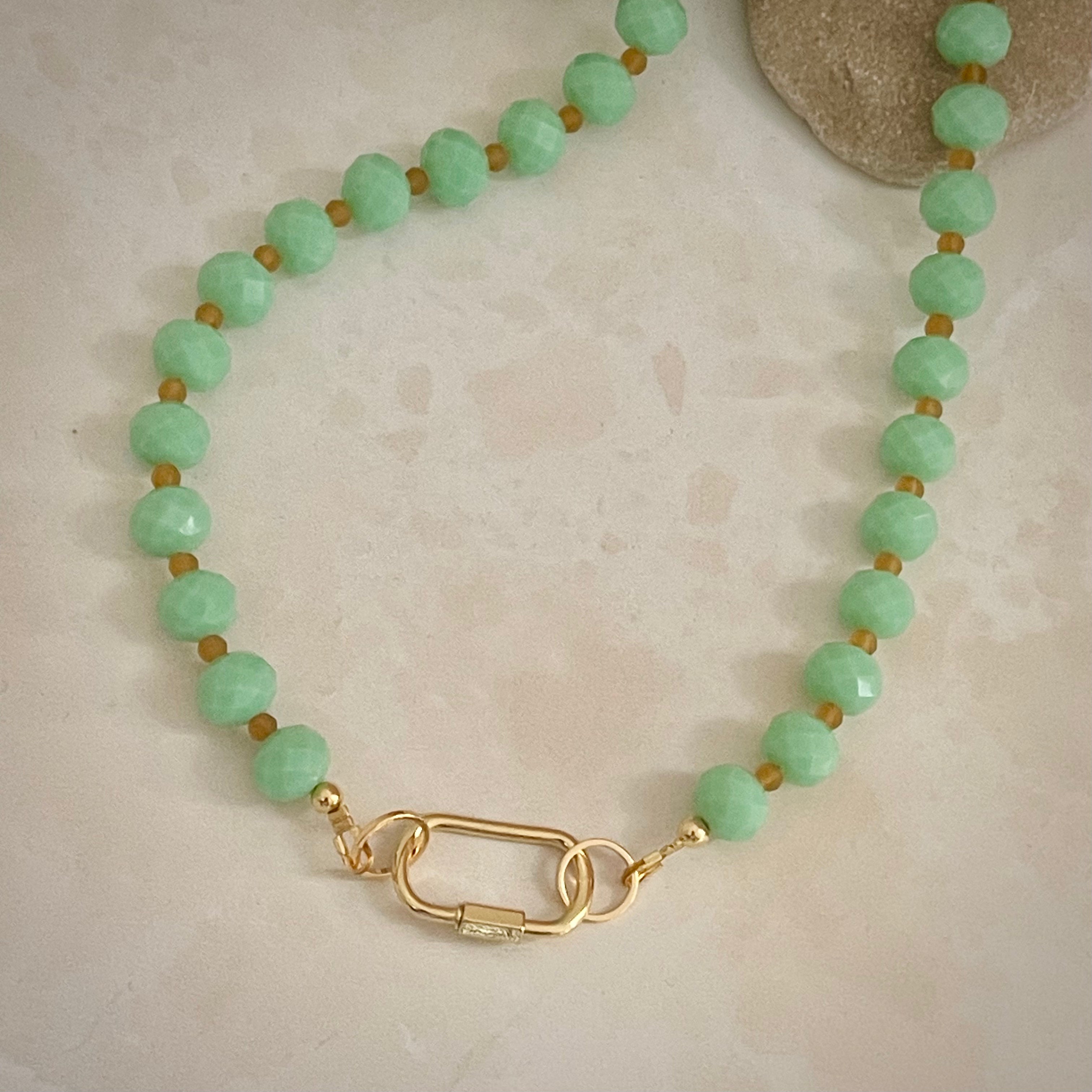 Golden Lock Necklace - Aqua