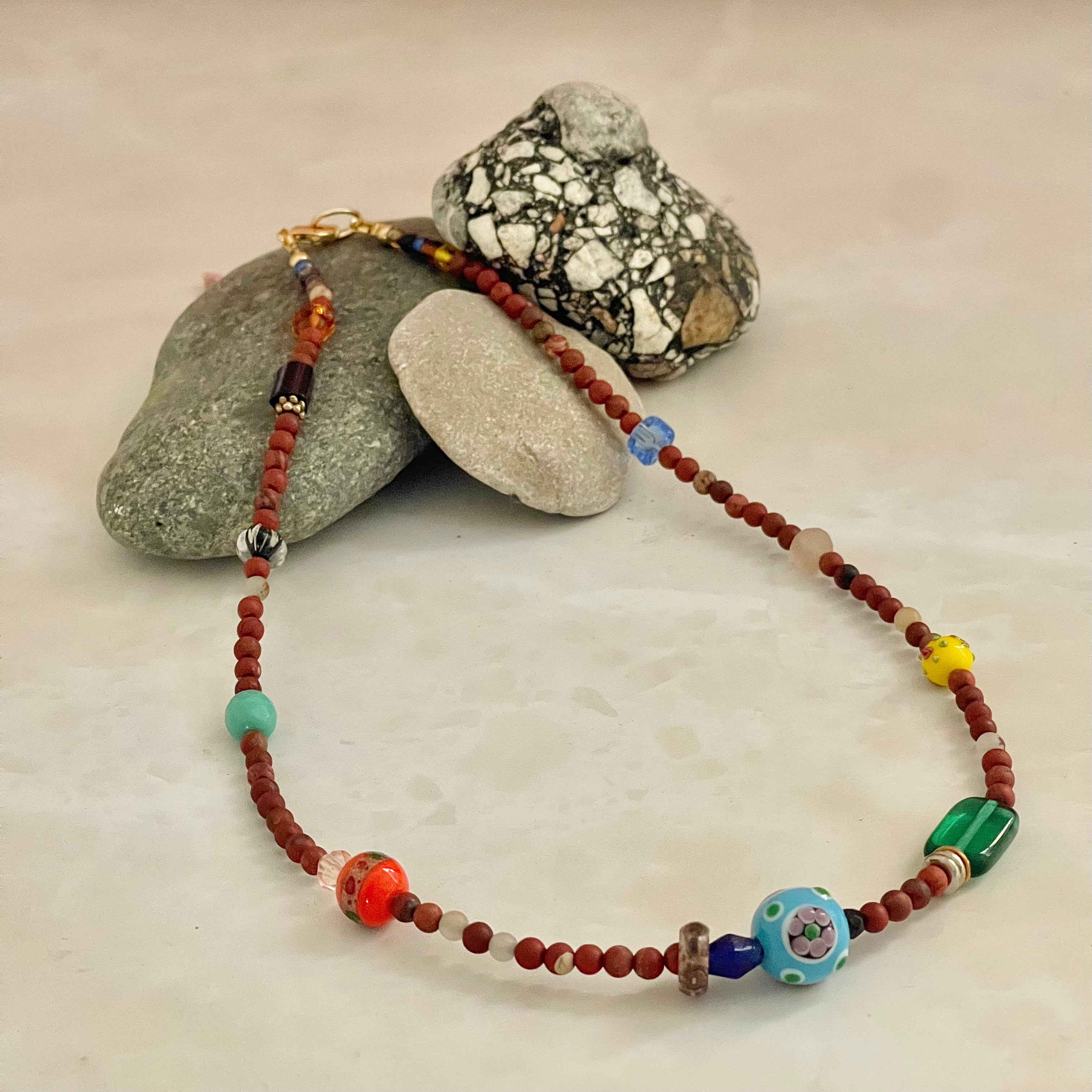 Beaded Necklace - Sunday Nights - Red Jasper