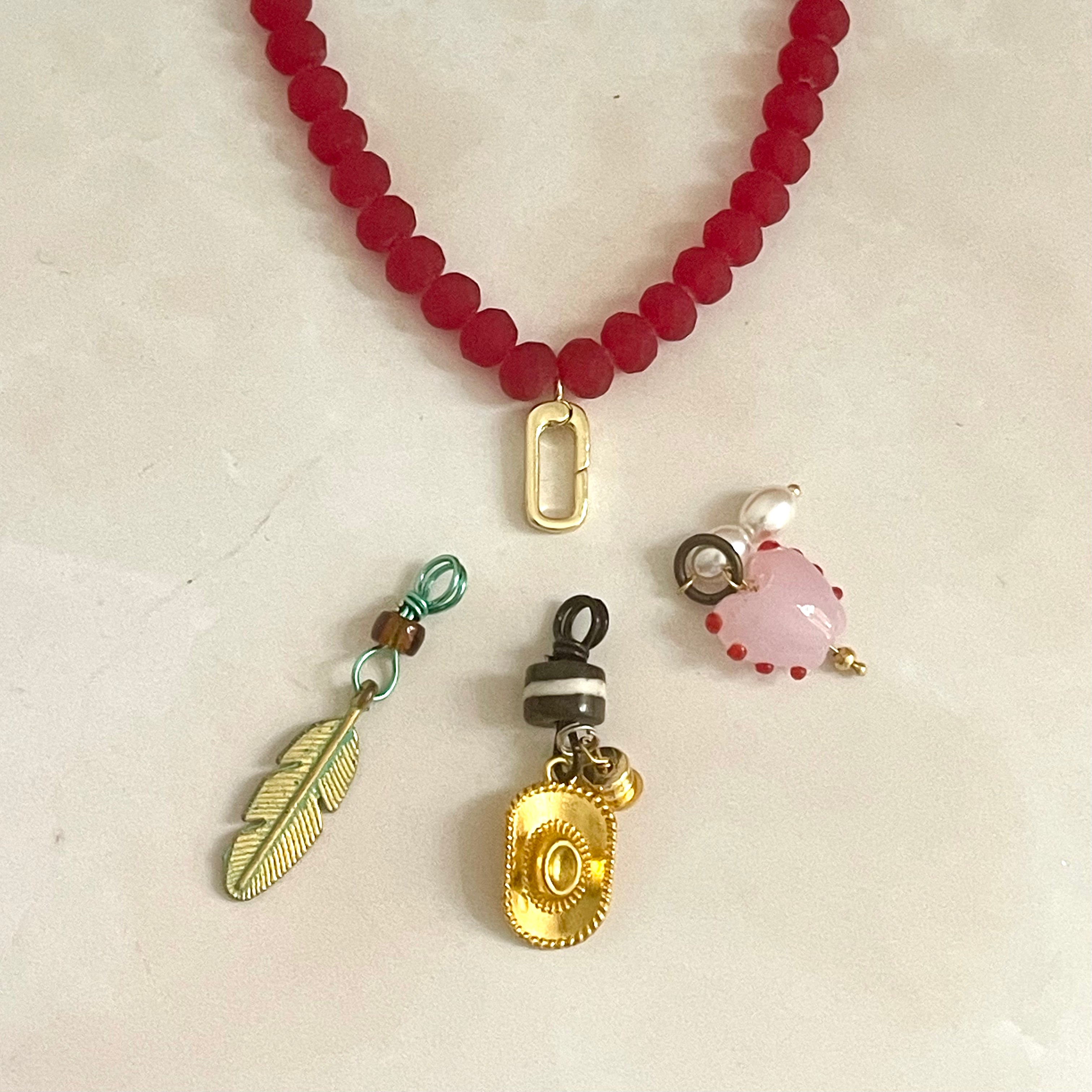 Picnic Charm Necklace - Red
