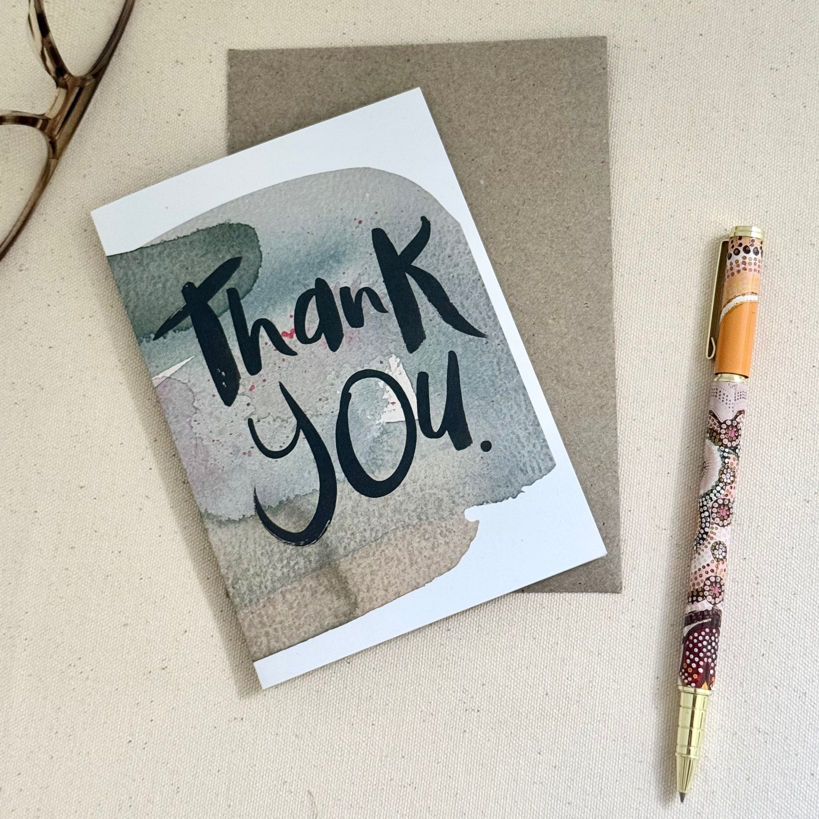 Thank You Watercolour Card - Handkarma