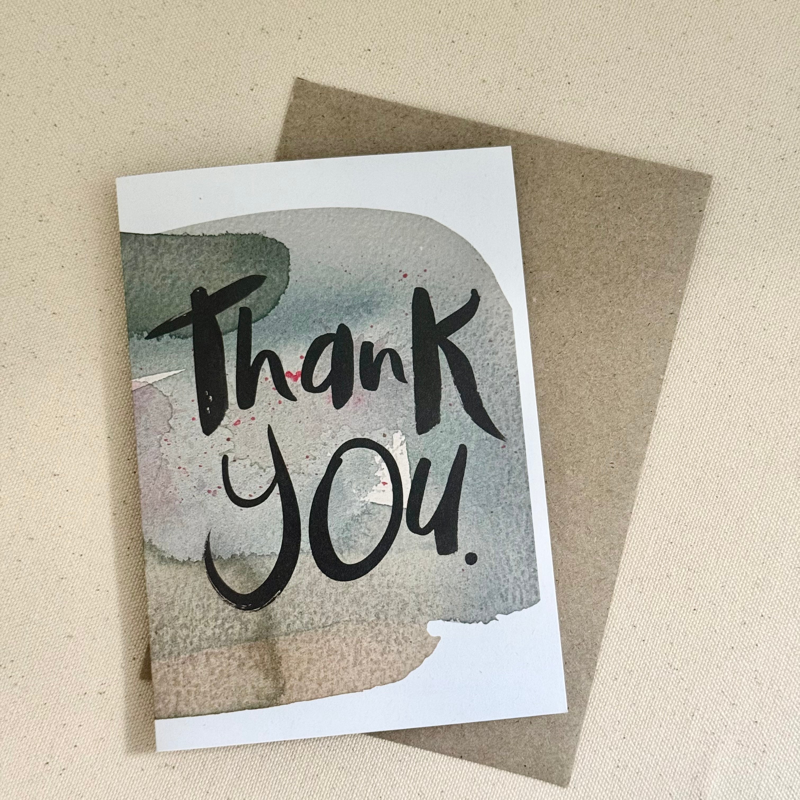 Thank You Watercolour Card - Handkarma