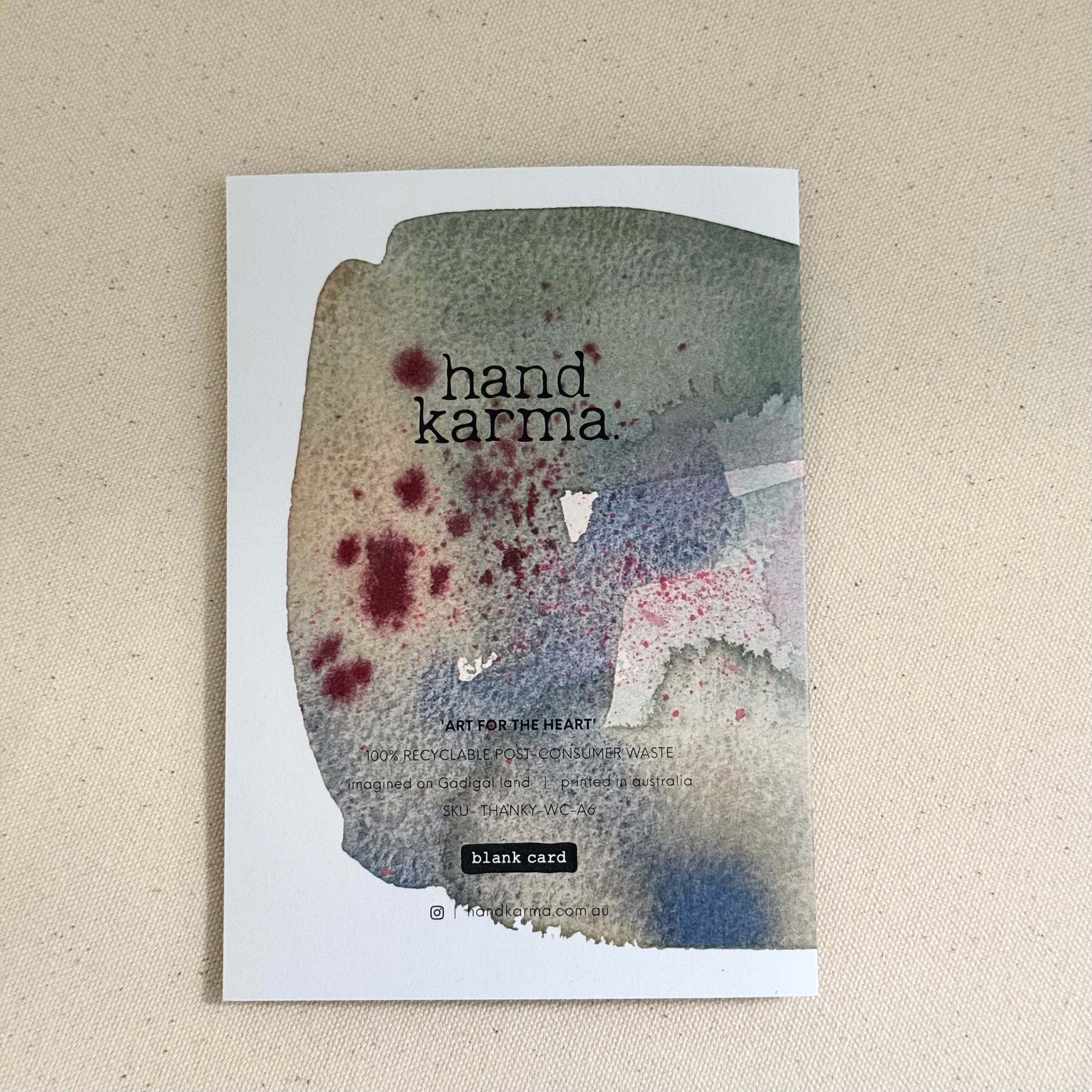 Thank You Watercolour Card - Handkarma