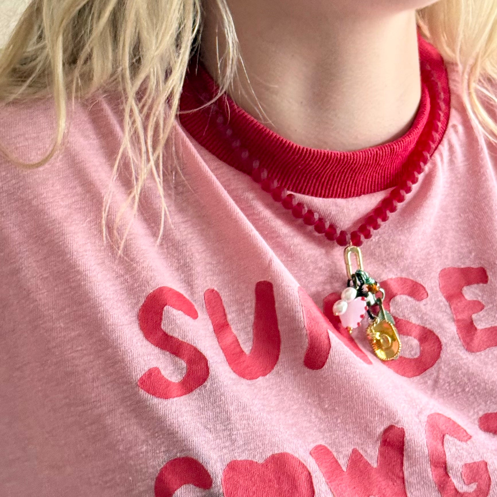 Picnic Charm Necklace - Red
