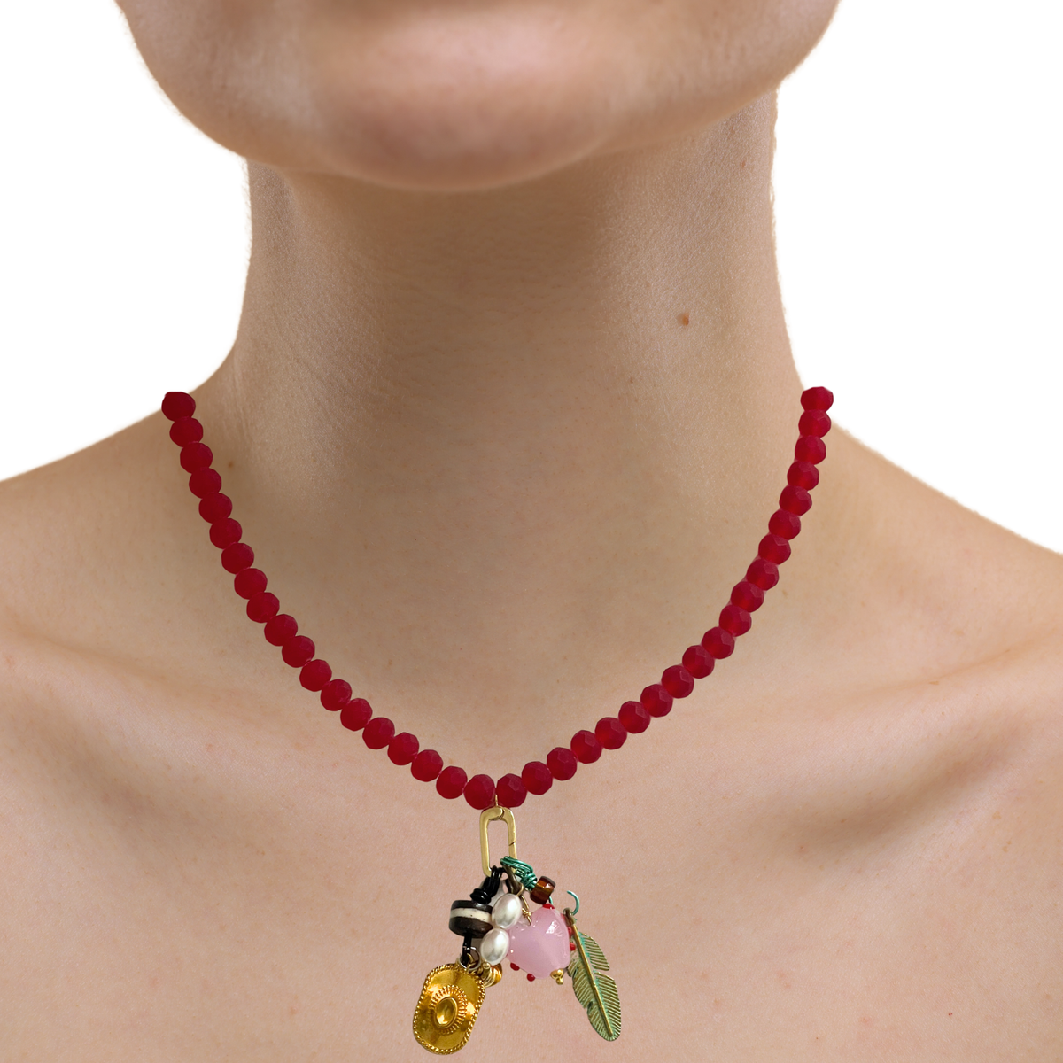 Picnic Charm Necklace - Red