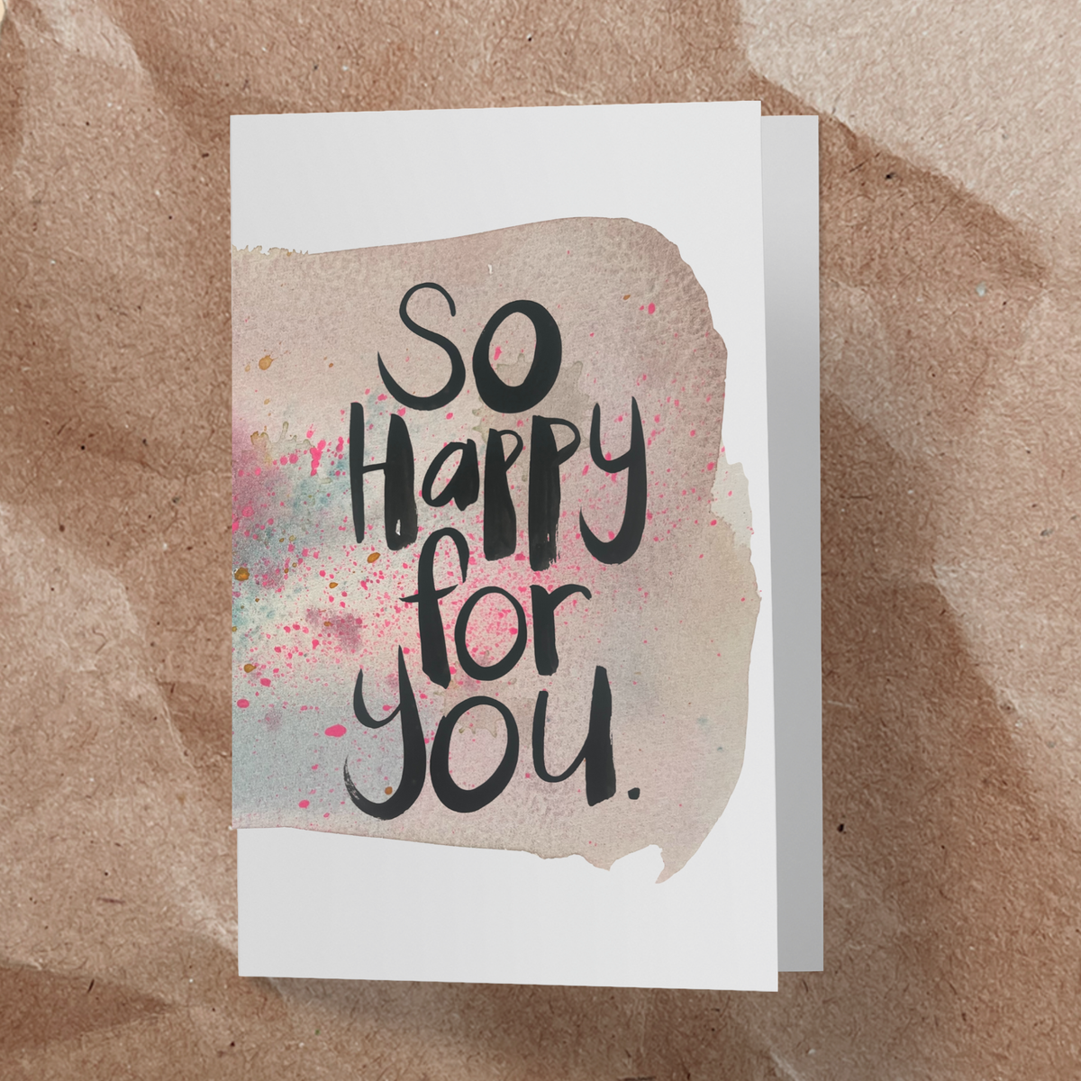 So happy for you watercolour Card - Handkarma