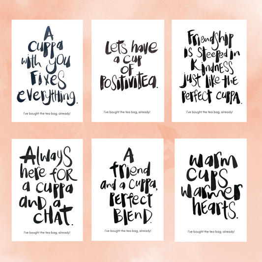 Tea and Kind Words Bundle- 6 Cards & Free Shipping