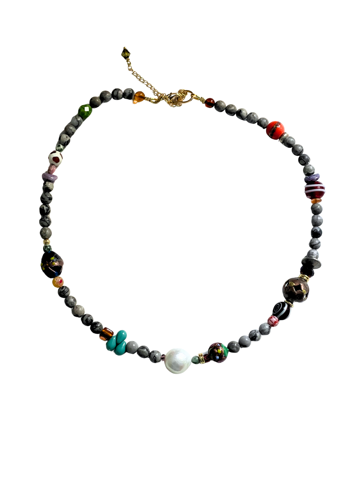 Beaded Necklace - Sunday Nights - Pearl Sky