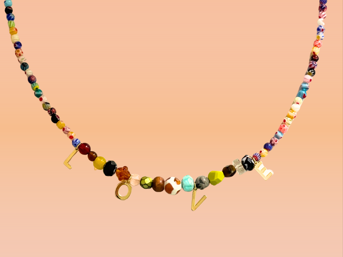 Beaded Love Necklace - Multi coloured
