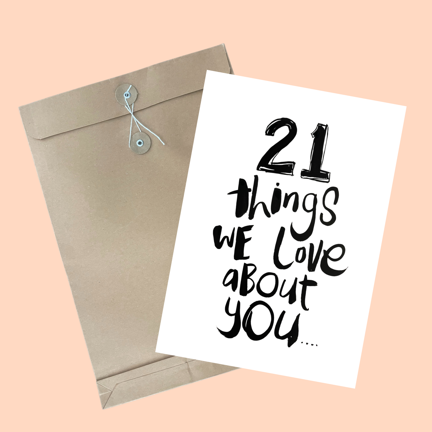 21 Birthday Things Folded card-A4