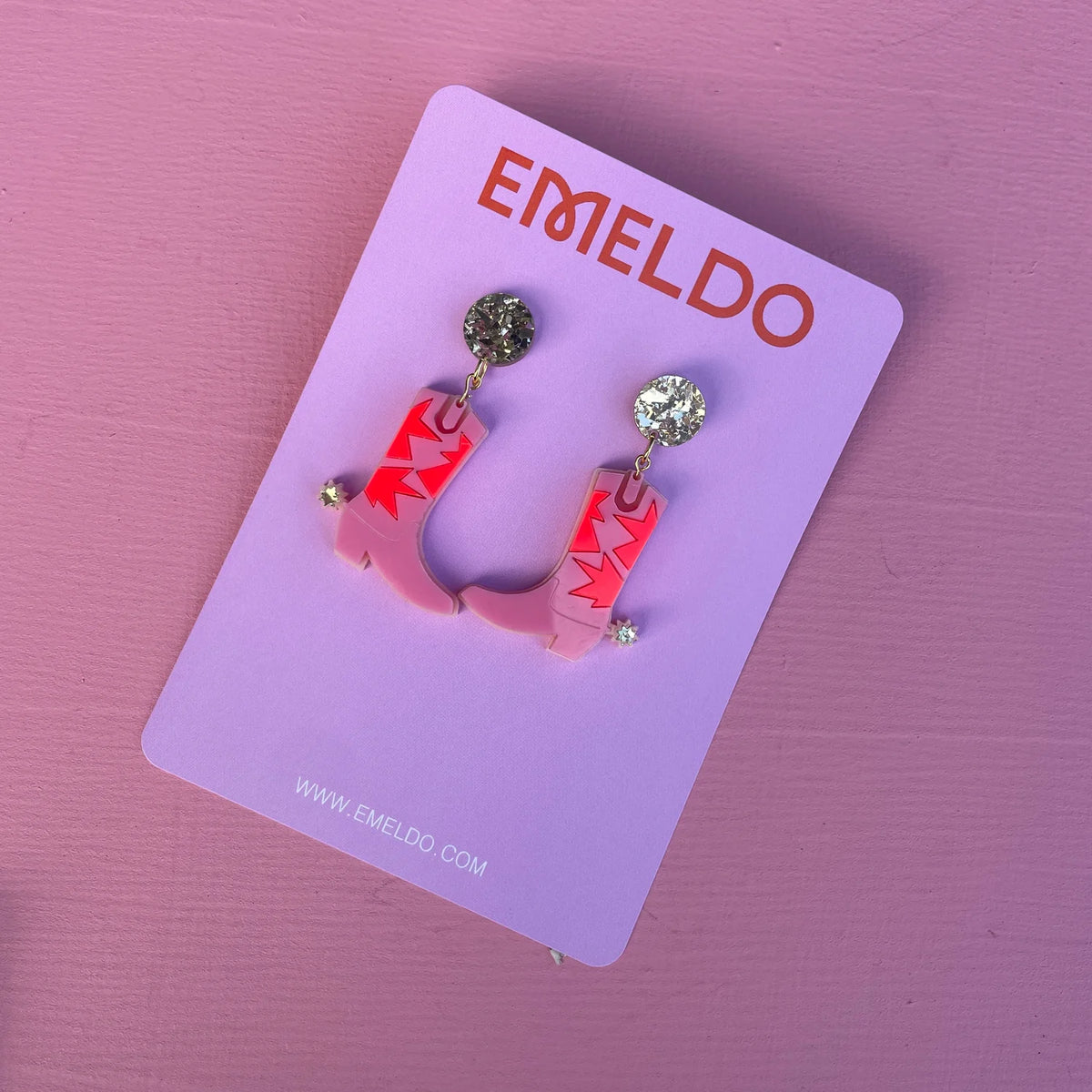 Cowgirl Boot Earrings - Pink