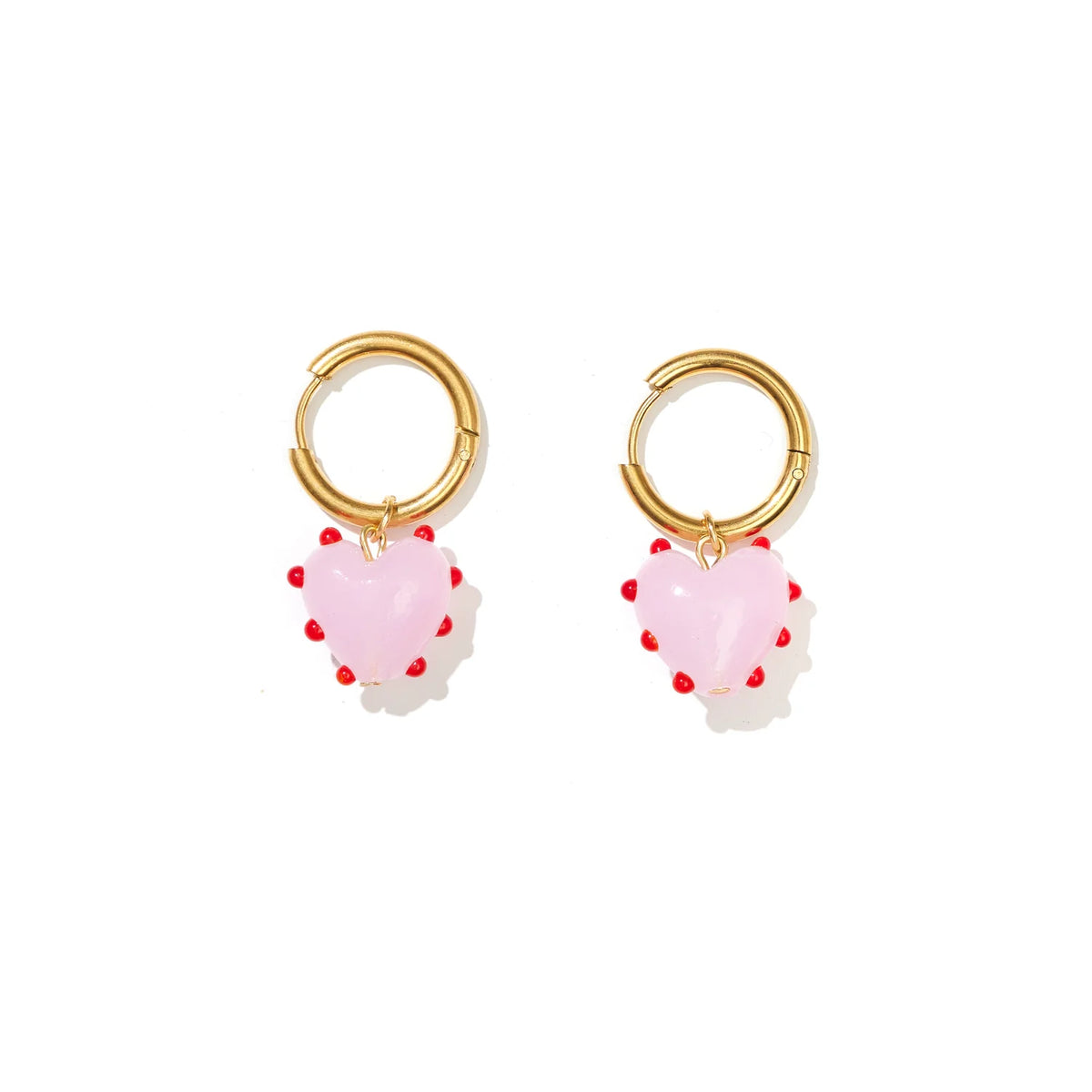 Pink and Red Heart Hoops