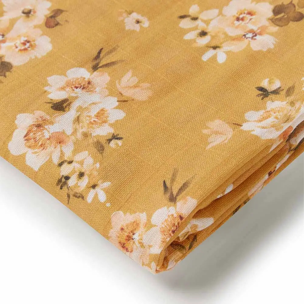 Baby Muslin Wrap Swaddle - Golden Flower