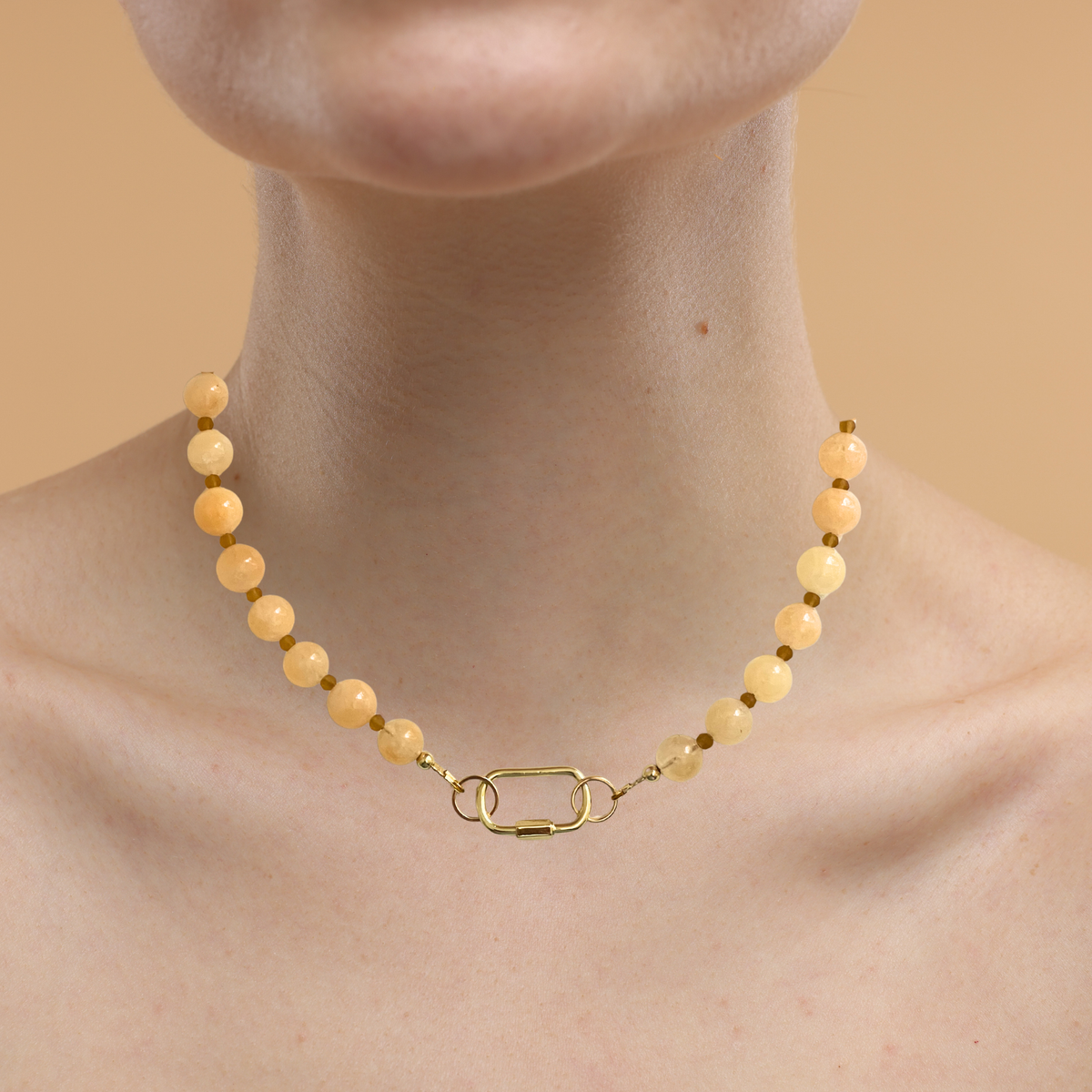 Golden Lock Necklace - Peach