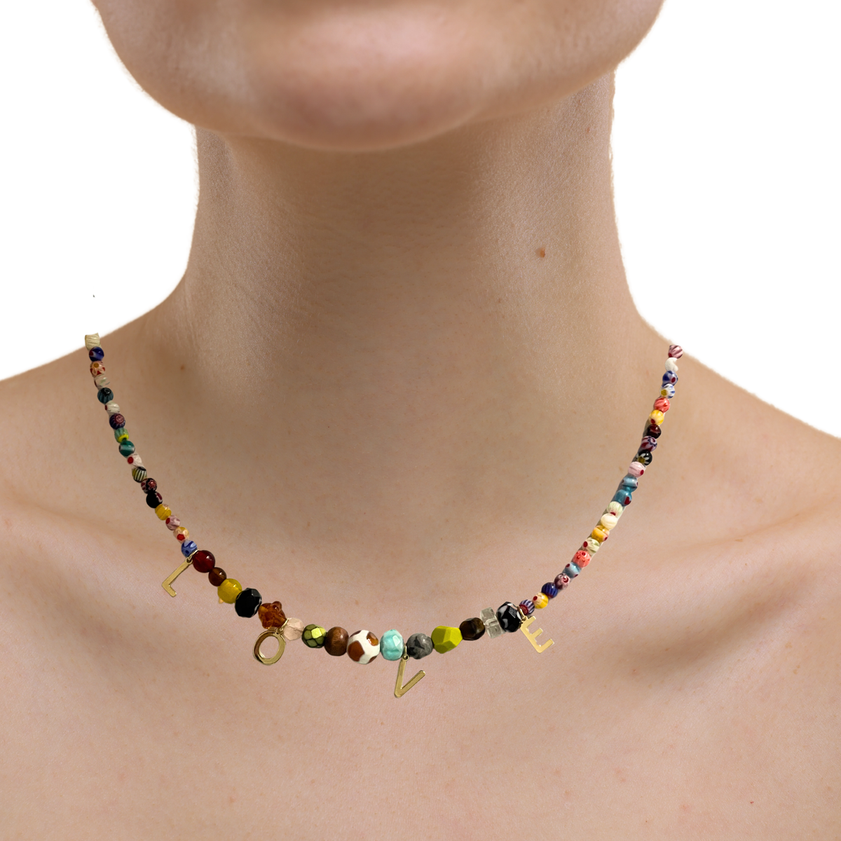 Beaded Love Necklace - Multi coloured