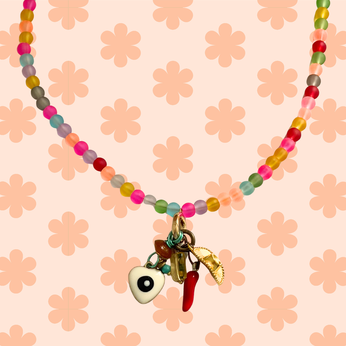 Picnic Charm Necklace - Rainbow