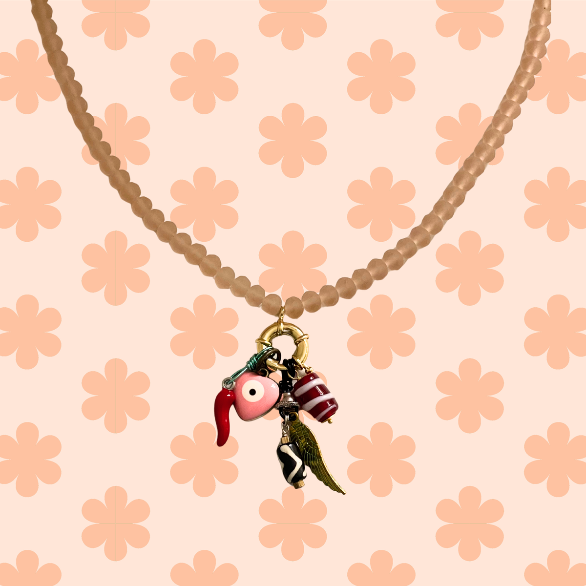 Picnic Charm Necklace - Pink